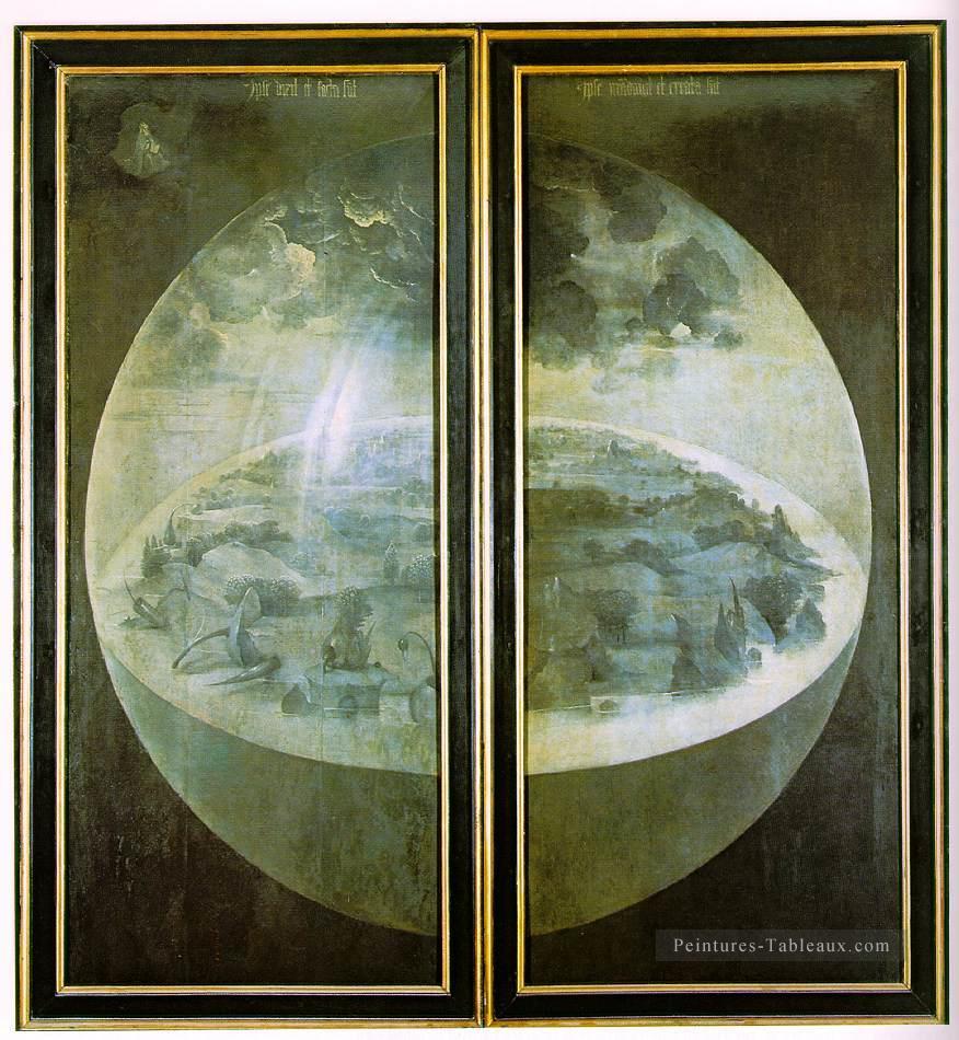 Jardin des délices terrestres ailes extérieures du triptyque moral Hieronymus Bosch Peintures à l'huile